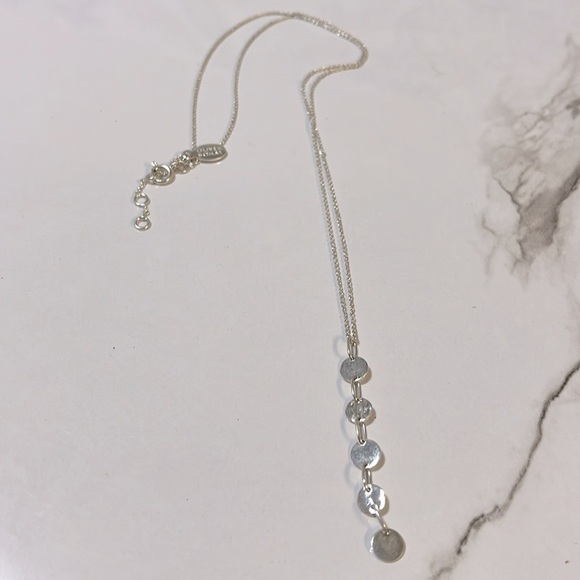 Oliver Bonas Sterl. Silv.925 Chain Necklace Circles Waterfall Pendant - Picture 1 of 8